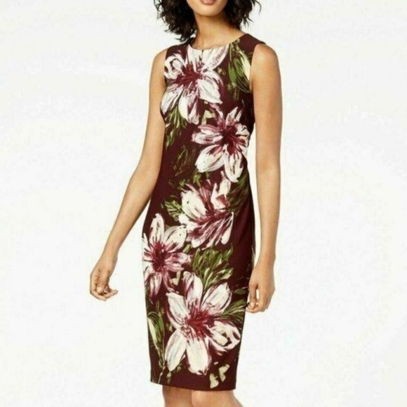 Calvin Klein, Size 8P, Purple Round Neck Floral Sheath Dress, EUC! - Picture 8 of 9